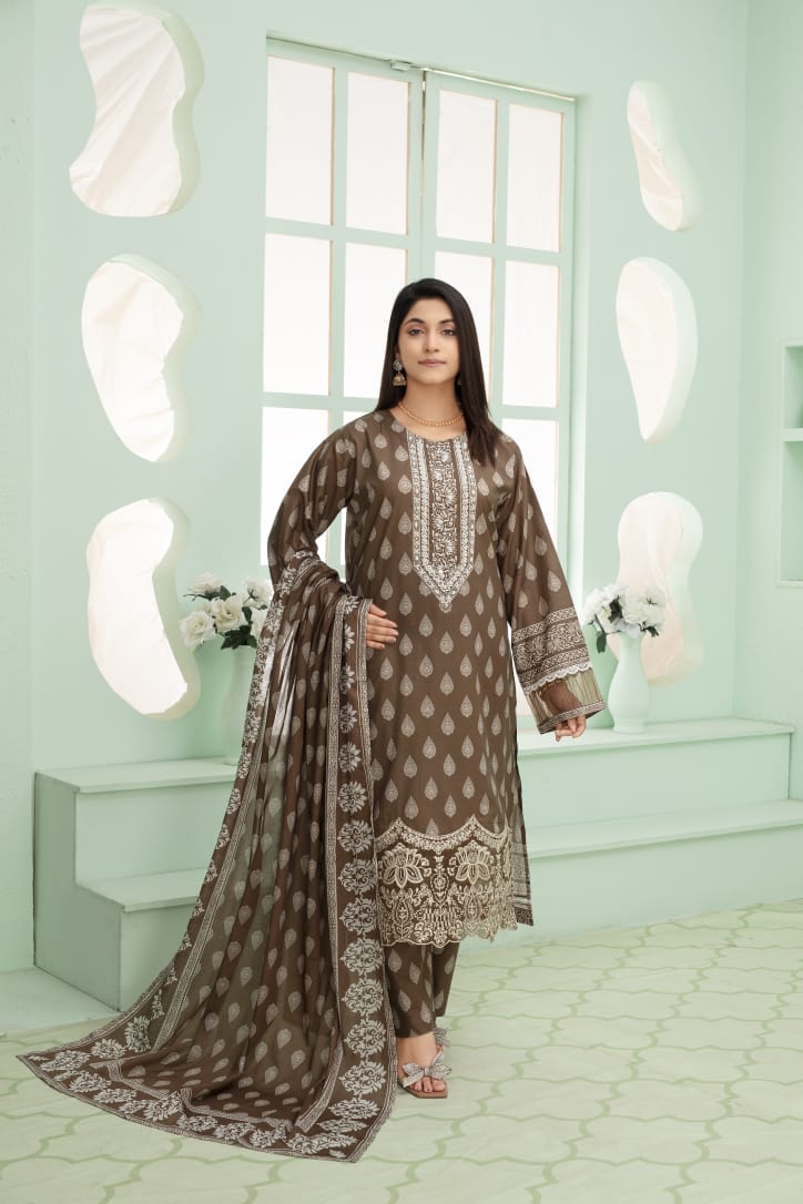 LL-101 (3PC Stitched lawn Embroidered) Libas-e-Luxe