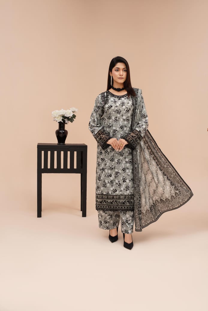LL-102 (3PC Stitched Print) Libas-e-Luxe