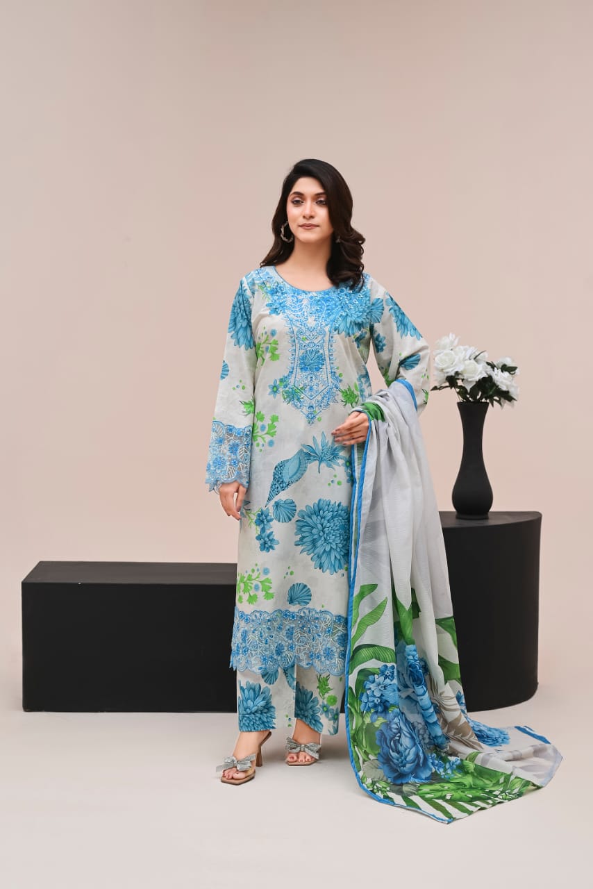 LL-104 (3PC Stitched Print) Libas-e-Luxe