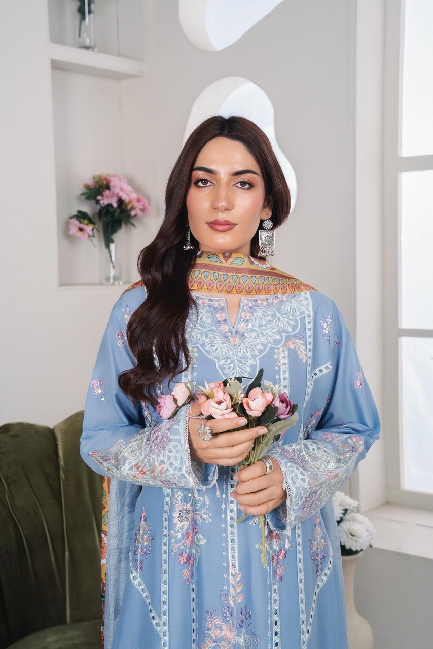 ZS-128 (3PC Stitched Embroidered ) Zeen Store