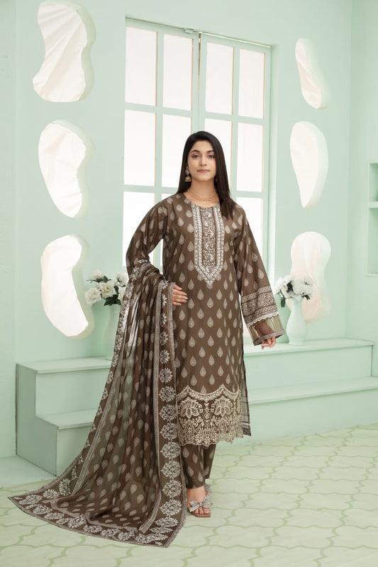 LL-101 (3PC Stitched lawn Embroidered) Libas-e-Luxe