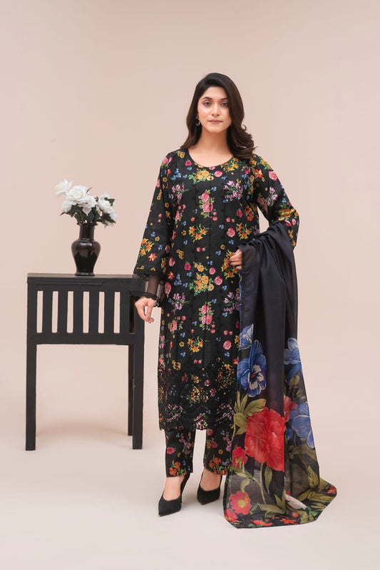 LL-103 (3PC Stitched Print) Libas-e-Luxe