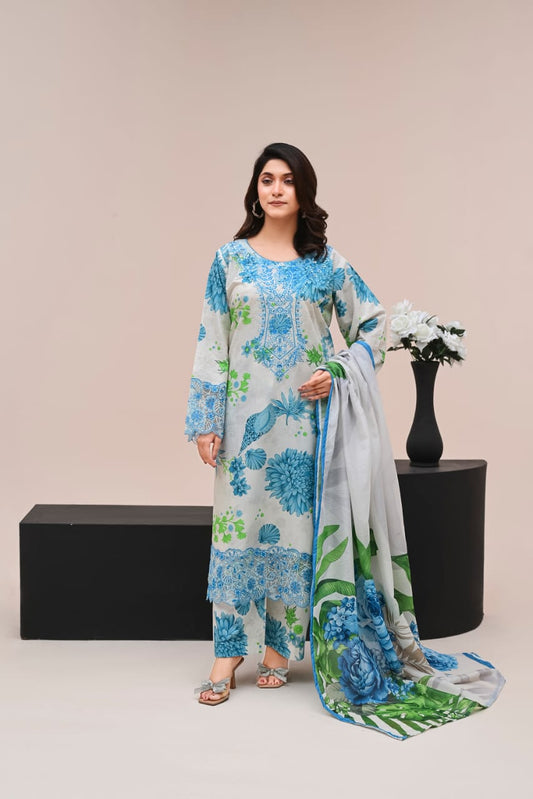 LL-104 (3PC Stitched Print) Libas-e-Luxe