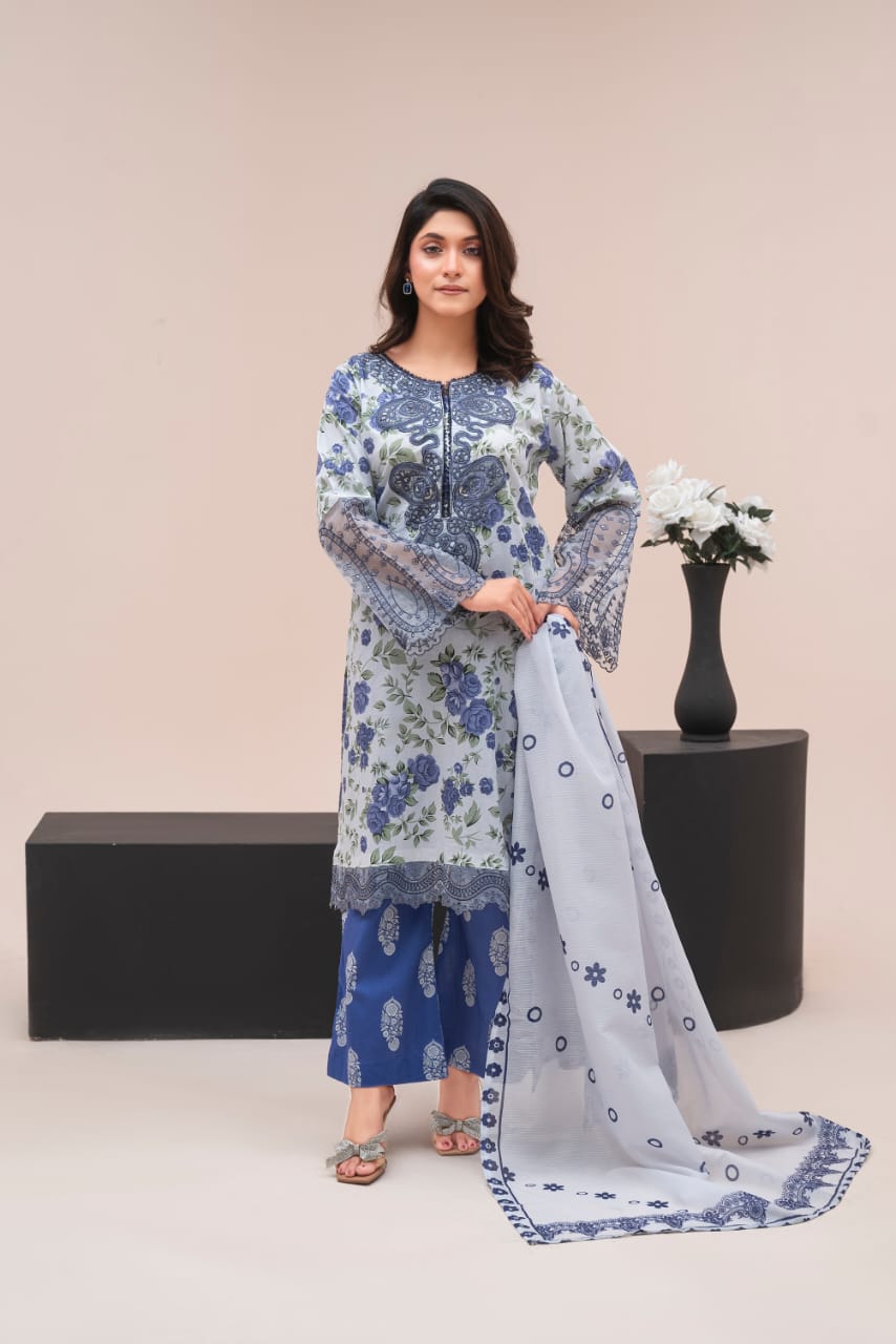 ZS-122 (3PC Stitched Print) Zeen Store