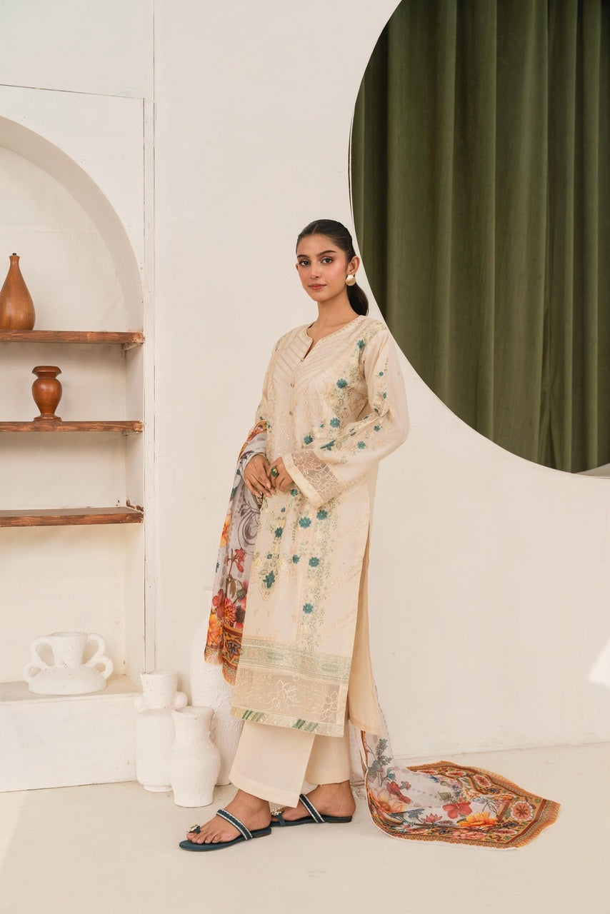 ZS-135 (3PC Stitched Embroidered ) Zeen Store