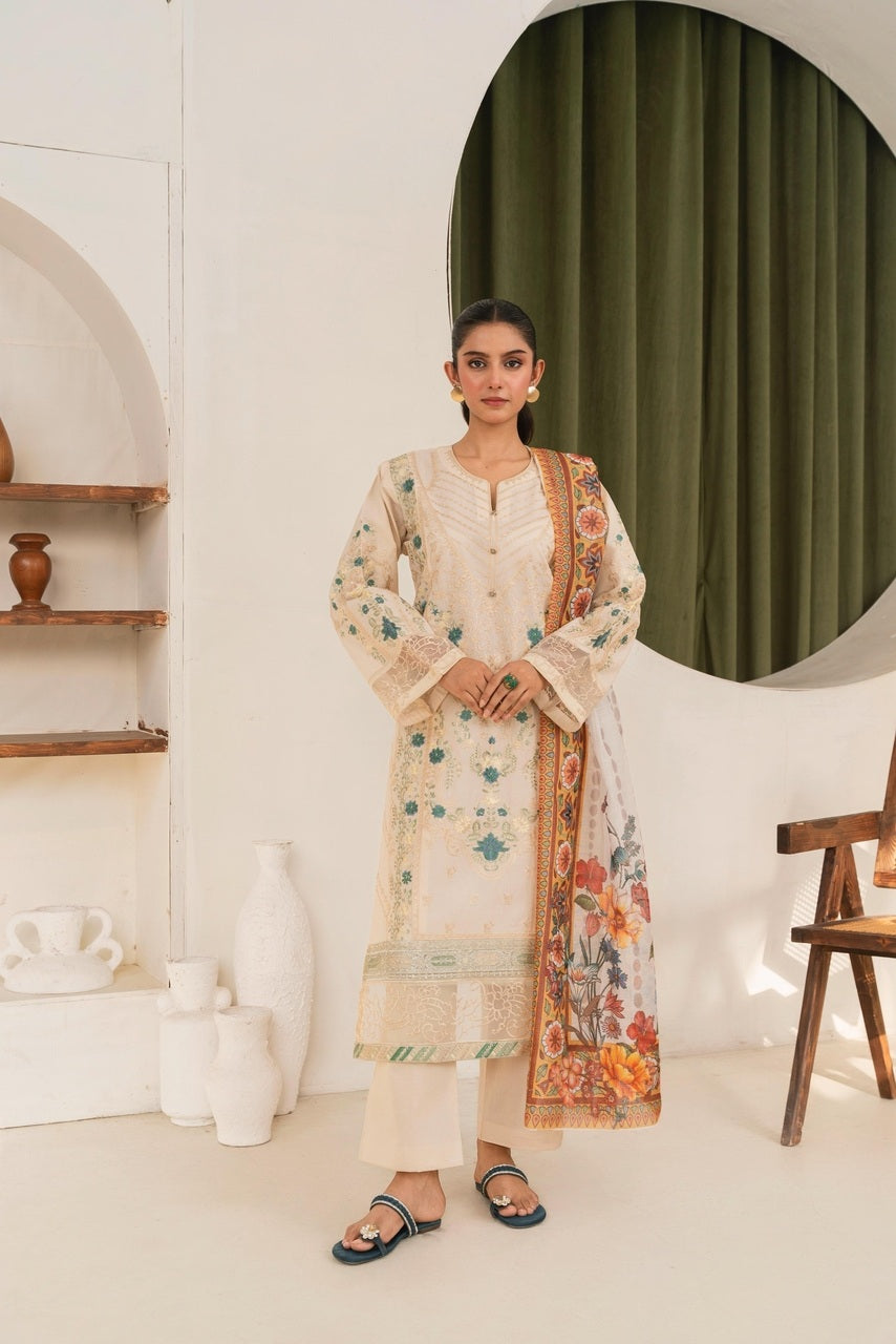 ZS-135 (3PC Stitched Embroidered ) Zeen Store